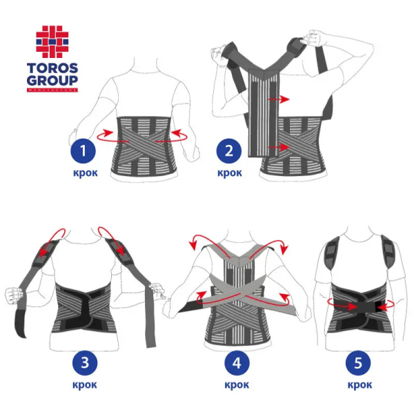 Корсет для коррекции осанки разъемный пористый "Люкс" Toros-Group, Тип 656 ПР (черный) 8