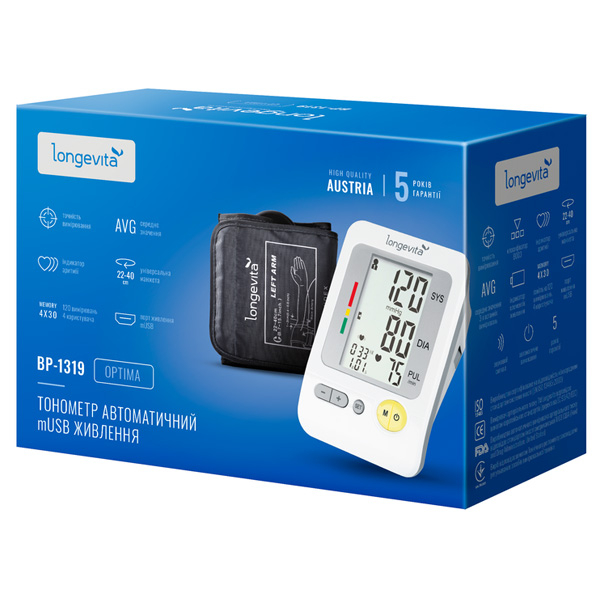 Автоматический тонометр на плечо Longevita BP-1319 USB (размер манжеты 22-40 см) 8