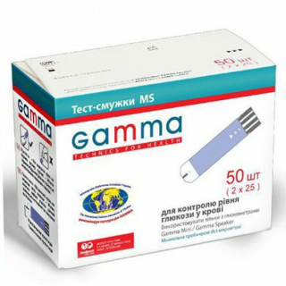 Тест-смужки для електр. вимірюв. рівня глюкози в крові №50, GAMMA MS
