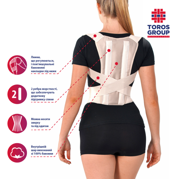 Корсет для корекції постави жорсткий Toros-Group, Тип 651 (чорний) 5