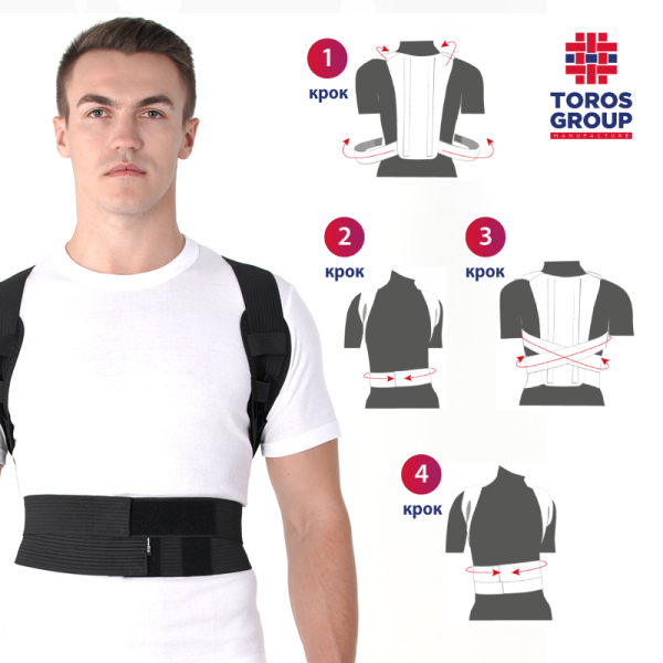 Корсет для корекції постави жорсткий Toros-Group, Тип 651 (чорний) 6