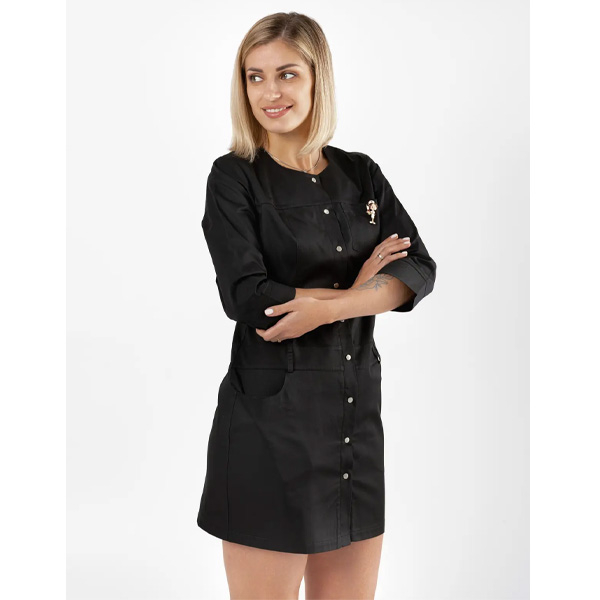 Медичний жіночий халат Одеса Topline (чорний) 2