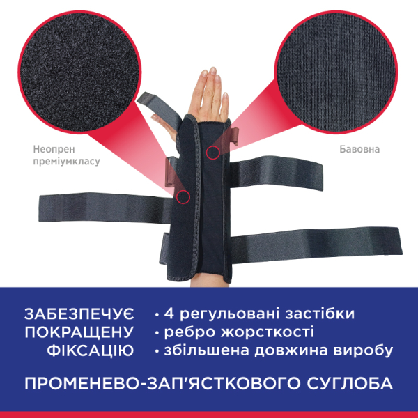 Бандаж (ортез) для лучезапястного сустава с ребром жесткости универсальный удлиненный (30 см) Toros-Group, Тип 558 (черный) 5