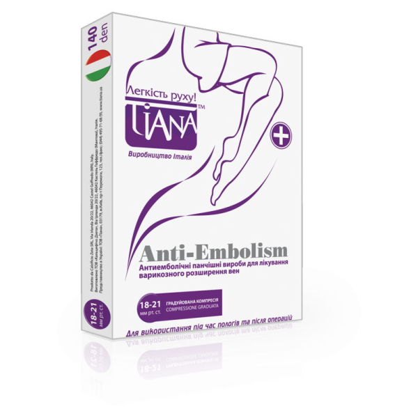 Панчохи антиемболічні госпітальні з компресією 18-21 мм рт. ст. Tiana, 140 DEN, Тип 960 (білий) 4